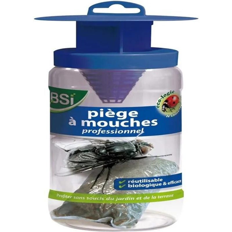 BSI - Piège A Mouches - Attrape Et Digère Jusqu'à 20 000 Insectes - Avec son Attractif - Pour Un Usage Extérieur