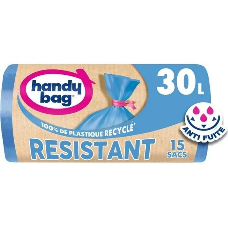 HANDY BAG Sac poubelle avec résistant 30L lot de 15 sacs