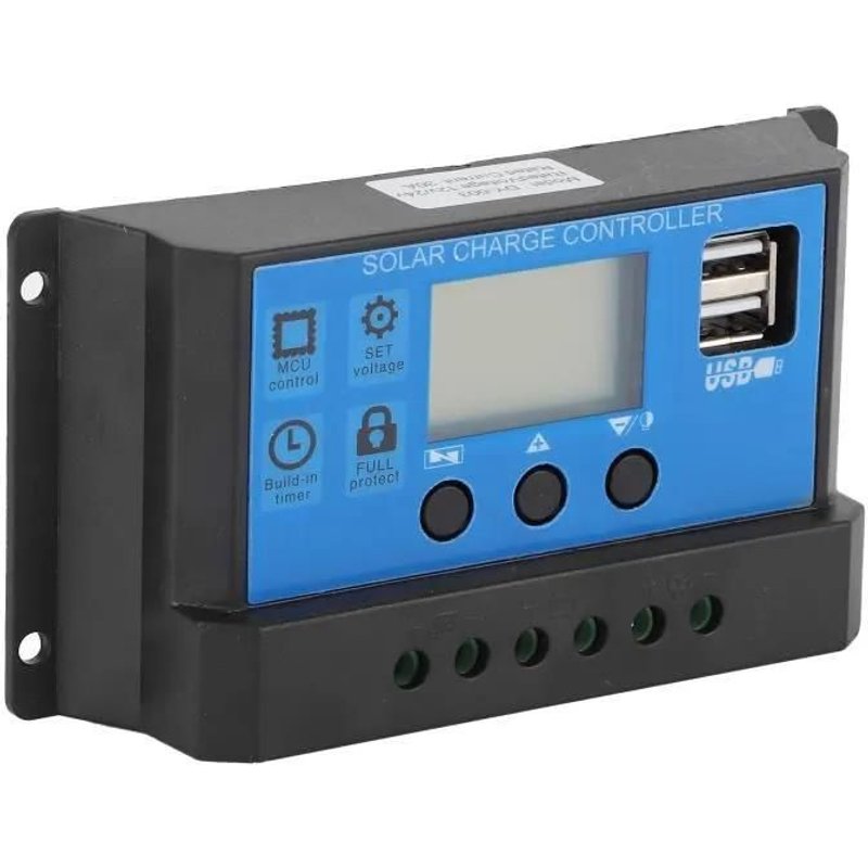 Duokon contrĂ´leur solaire 30A ContrĂ´leur de charge solaire LCD 30 A Identification automatique 12 V 24 V ContrĂ´le PWM