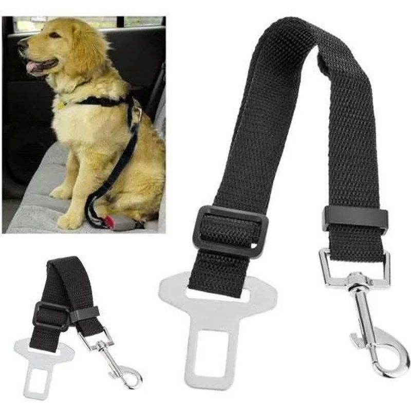 Ceinture De Sécurité Pour Animal - Noir - Chien - Sangle Réglable - Boucles Durables - Nylon