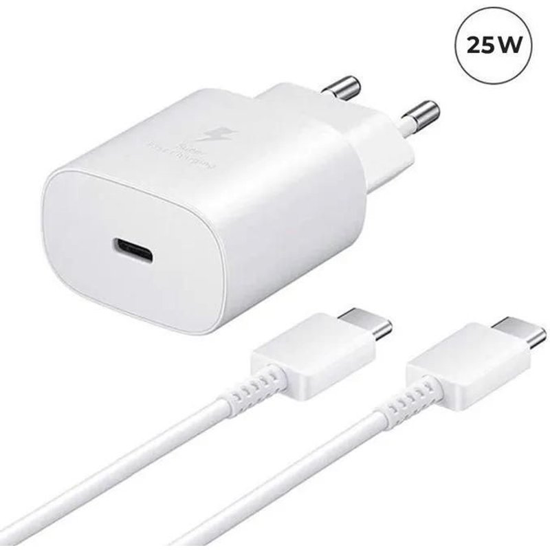 Chargeur Rapide 25w - Yuan Yuan - Samsung Galaxy S24+ Plus 5g - Usb-C - Câble Inclus - Blanc