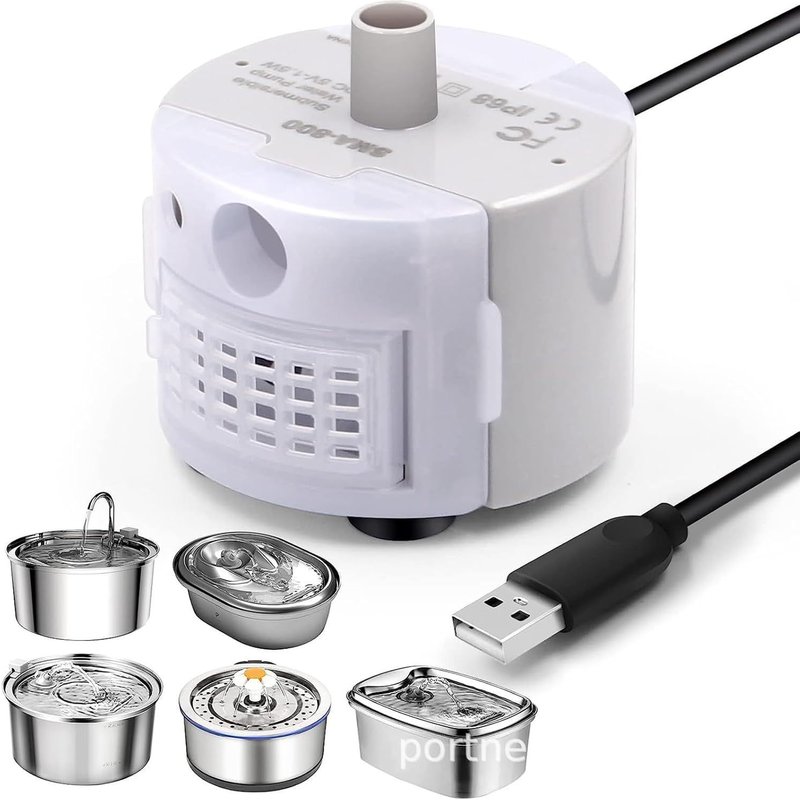 Pompe Led Fontaine A Eau Chat, Usb Pompe De Fontaine A Eau Chat, Pompe Fontaine A Eau Chat En Acier Inoxydable, Ultra Silencieux, Pompe De Rechange Pour Fontaine À Chat