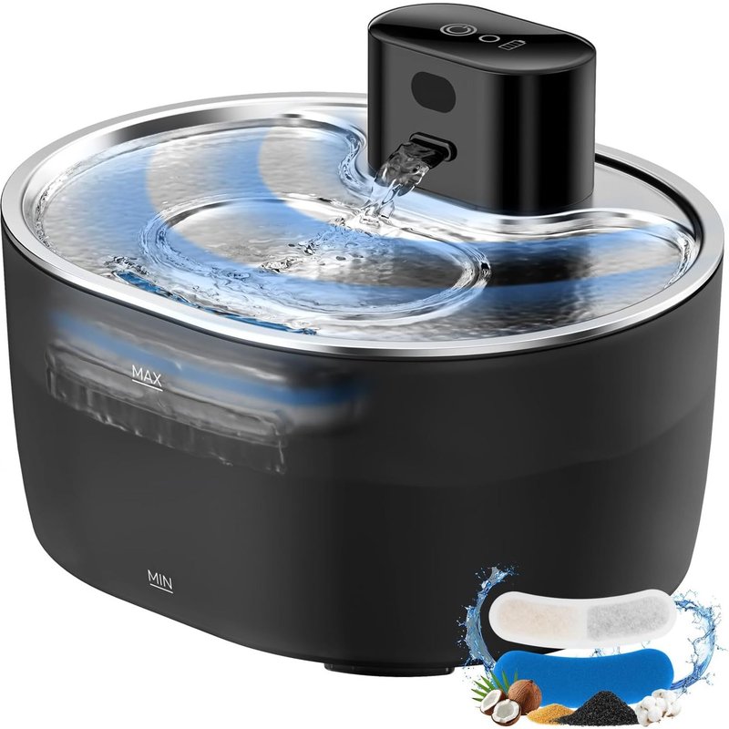 Fontaine À Eau Sans Fil, 3.2l, Fontaine À Eau Pour Chat Silencieuse, Batterie 5000mah Rechargeable, Détecteur De Mouvement, Distributeur D'eau Chat Automatique Avec Plateau En Acier Inoxydable