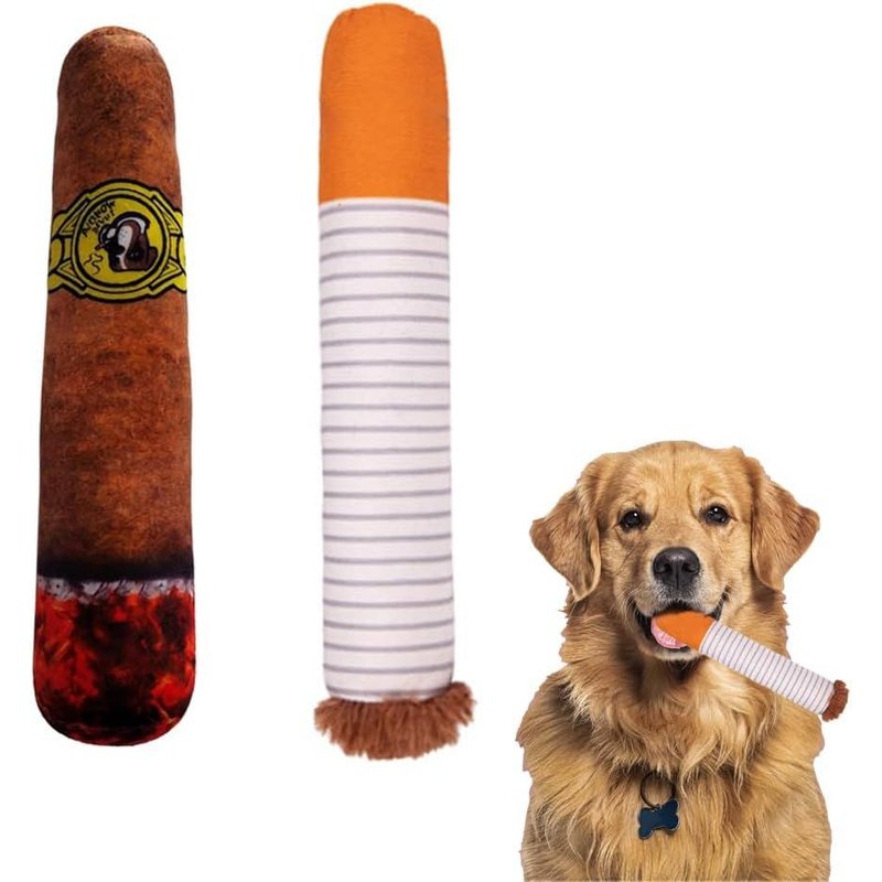 2 x Squeaky Dog Toy,Cigarette Dog Plush Toy for Dogs,Plush Dog Toy,Dog Gift,Interactive Toy for Dogs