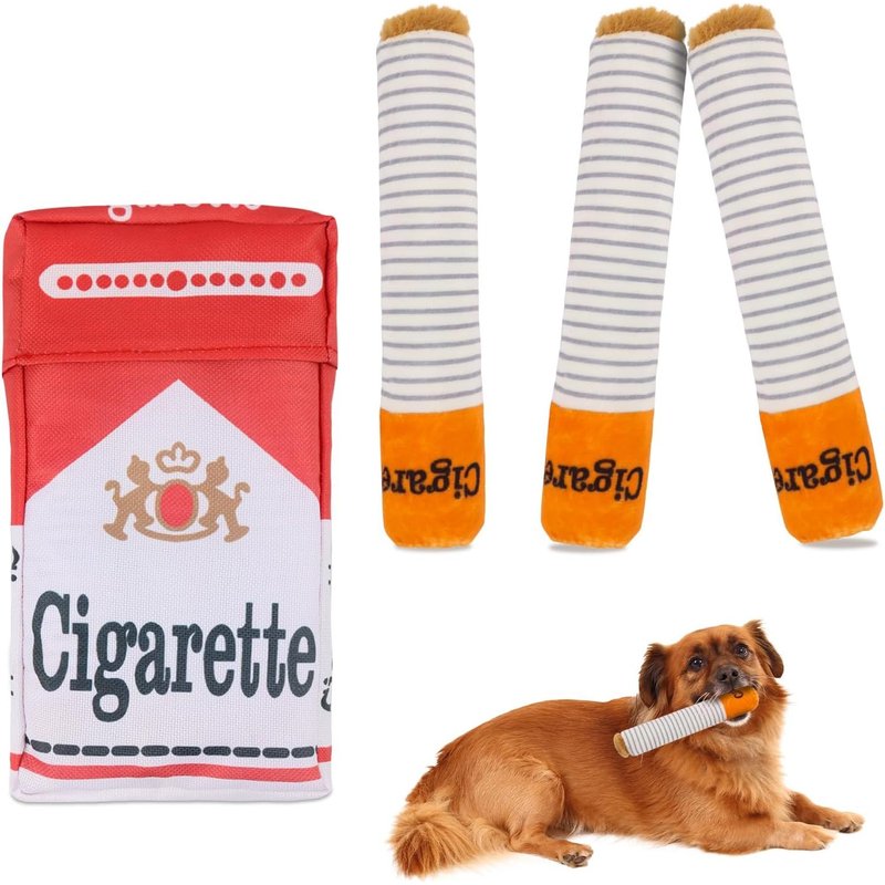 Interactive Dog Toy,Squeaky Dog Toy,Interactive Dog Toy For Small Dogs,With Cigarette Box,Plush Toy For Medium Large Dogs