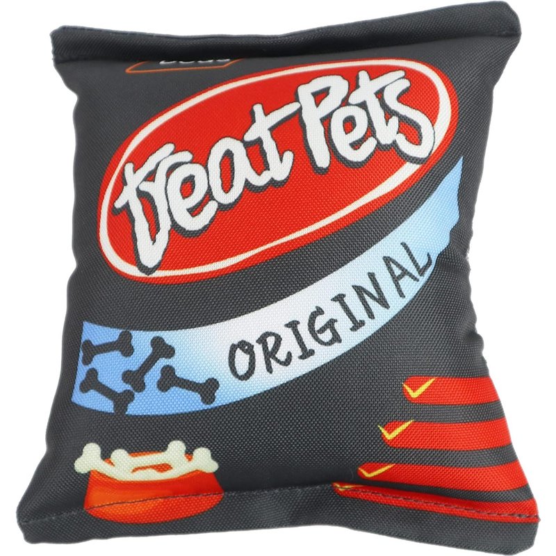 Puppy and Small Dog Toy to chew ¿ Squeaky Soft Toy ¿ Mini Interactive Sound Plush Cushion ¿ Cute Fun & Colourful Design (Imitation Snack Black)