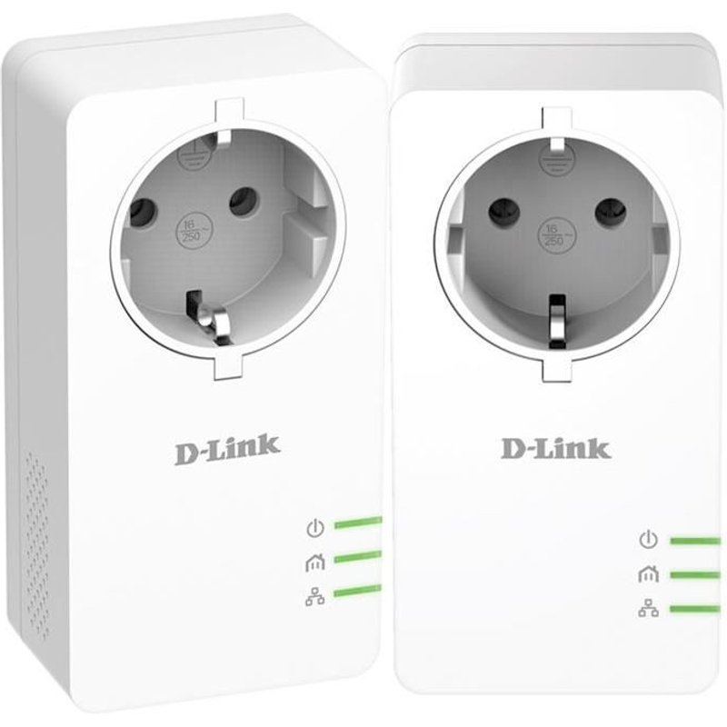 D-Link PowerLine AV2 1000 HD Gigabit Passthrough Kit DHP-P601AV - Kit d'adaptation pour courant porteur 1GbE, HomePlug AV (HPAV) 2.0, IEEE 1901 - Branchement mural