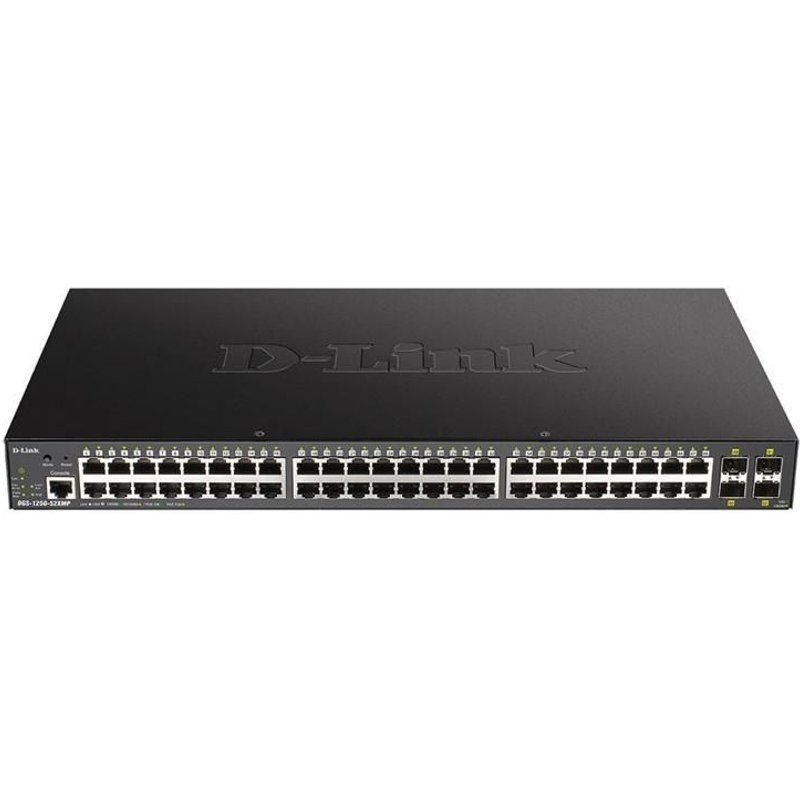 D-Link DGS 1250-52XMP - Commutateur - L3 Lite - intelligent - 48 x 10/100/1000 (PoE) + 4 x 10 Gigabit SFP+ - Montable sur rack - PoE (370 W)