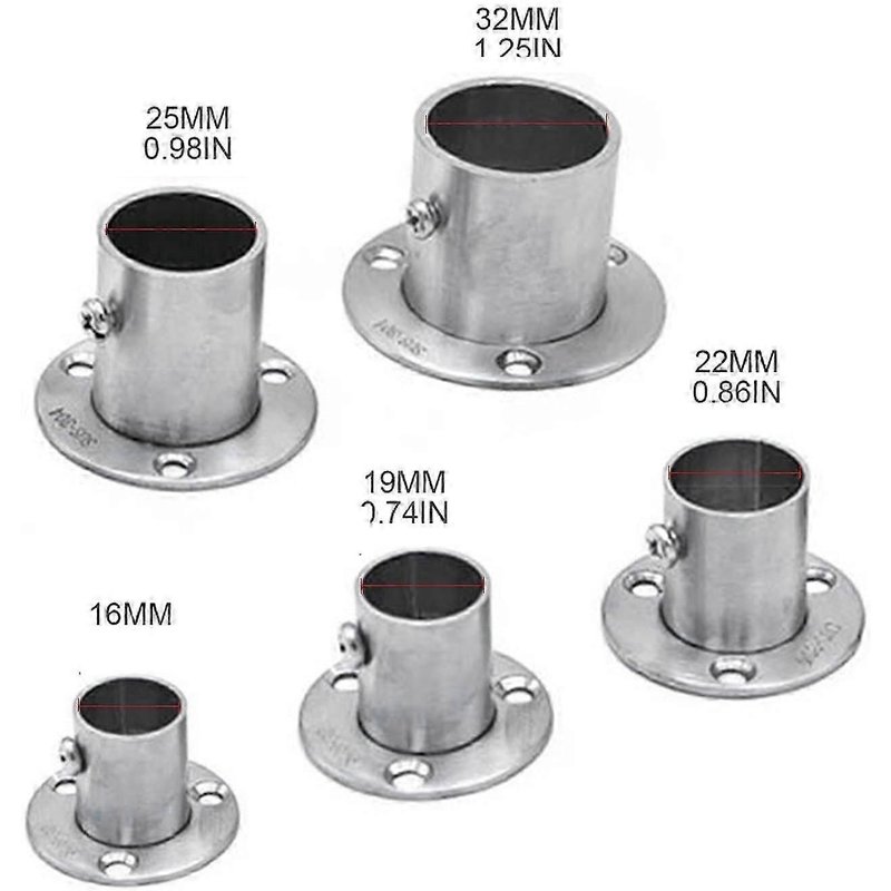 Support de tringle de penderie en acier inoxydable, 16/19/22/25/32 mm, bride de fixation pour tringle à vêtements, pour cintre de siège, 19 mm