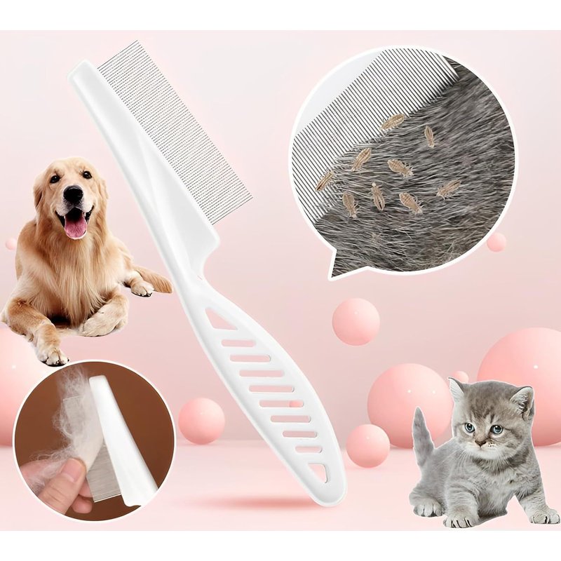 Professional Flea Comb For Dogs And Cats,Lice Comb For Removing Fleas,Dog Combs With Rounded Metal Teeth For Gentle Care
