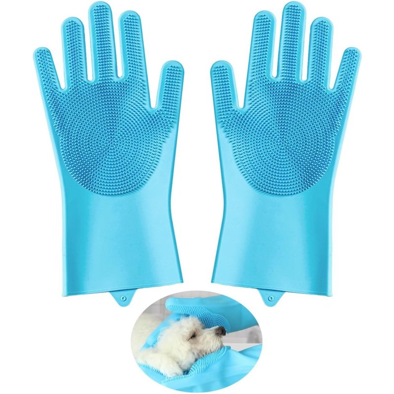 1 Pair Dog Bath Gloves Dog Cleaning Equipment Dog Grooming Gloves Portable Dog Grooming Gloves Dog Paw Cleaner Pet Grip Gloves