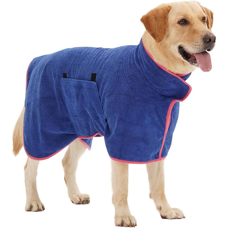 Dog Bathrobe,Microfibre Bathrobe For Medium And Large Dogs,Super Absorbent Dog Towel,Pet Drying Coat,Quick Dry Bathrobe (Blue L)