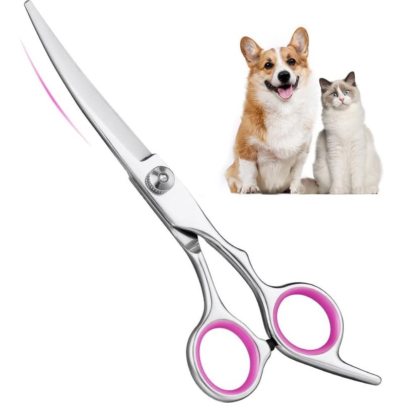 Professional Dog Grooming Scissors,6 Inch Stainless Steel Curved Dog Scissors,Safety Light Weight Pet Grooming Scissors For Pet Hair Grooming Dog Grooming