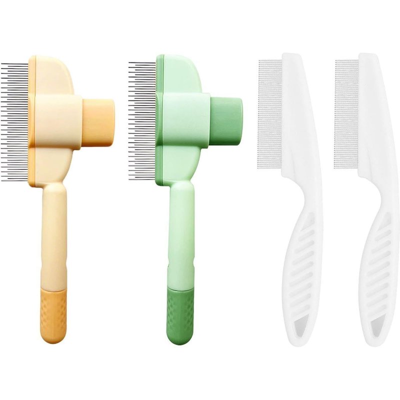 2 Pieces Pet Hair Removal Comb And 2 Pieces Flea Removal Comb,Pet Grooming Supplies