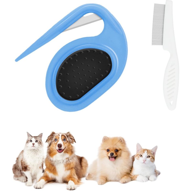 Cat Knot Comb,Pet Comb,Bring A Small Comb,Cat Hair Bow Cutter,Open Knot Detangling Combs,Dog Combs For Grooming Blue
