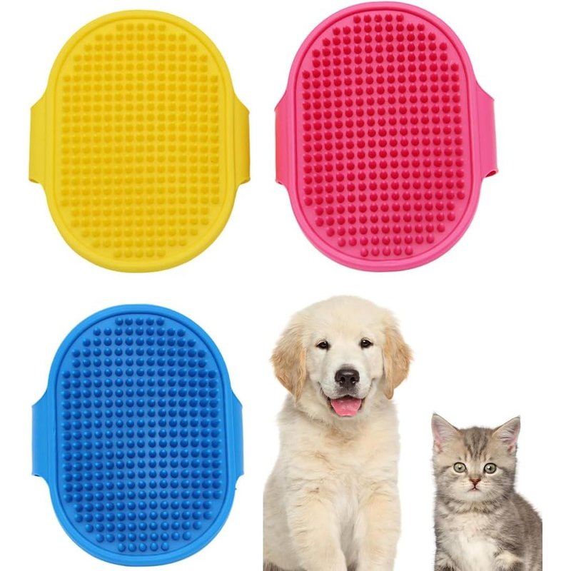 Set Of 3 Bath Brushes For Dogs And Cats,Silicone Grooming Brush,Wash Brush,Puppy Massage Brush,With Adjustable Strap Shower Brush