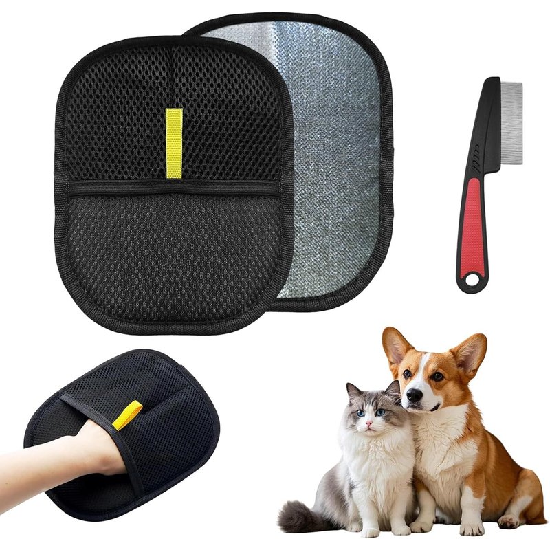 Lot De 2 Gants Magnétiques Pour Animaux De Compagnie,Gants D'épilation Statiques S,Avec Peigne D'épilation