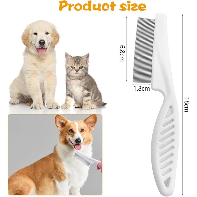 Flea Comb For Dogs And Cats,Pet Comb Anti Lice Brush Metal Extra Thin With Plastic Handle For Kitten Puppy Pets