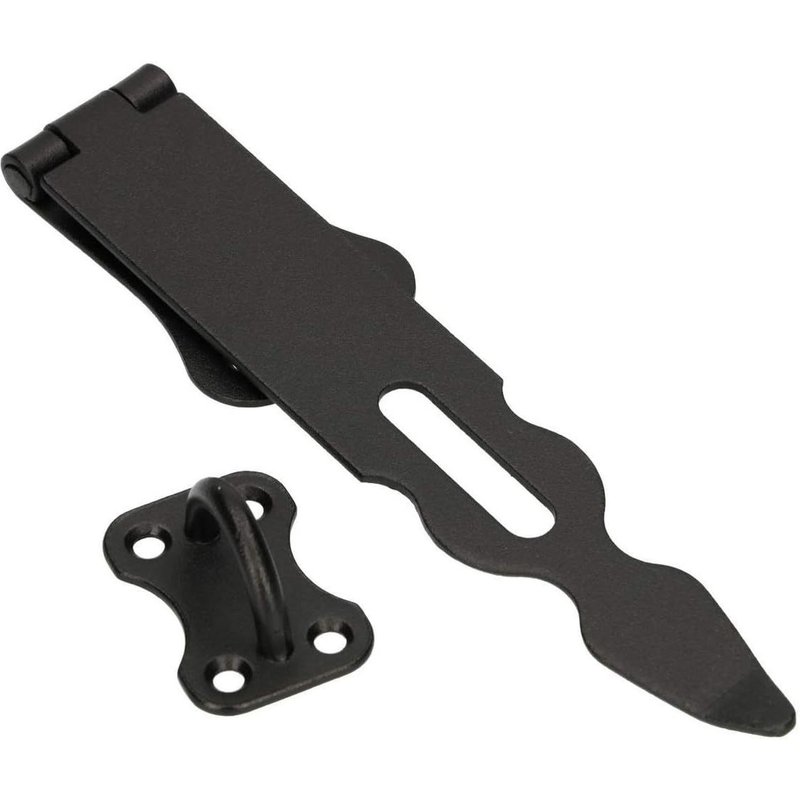 Loquet de sécurité 200 mm avec revêtement par pulvérisation - Cadenas en acier noir - Ferrure de porte - Charnière de porte