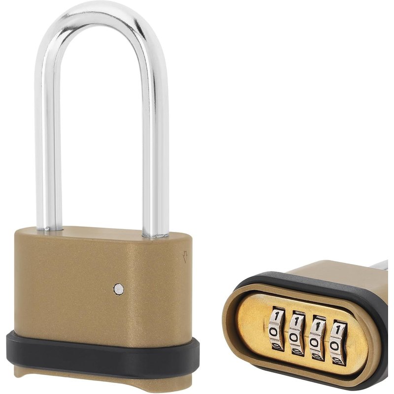 Cadenas Code 4 Chiffres, Cadenas à combinaison Anse Longue étanche pour l'extérieur en zinc, Cadenas de Sécurité pour Jardins,Cours,Porte,Clôture,Casier