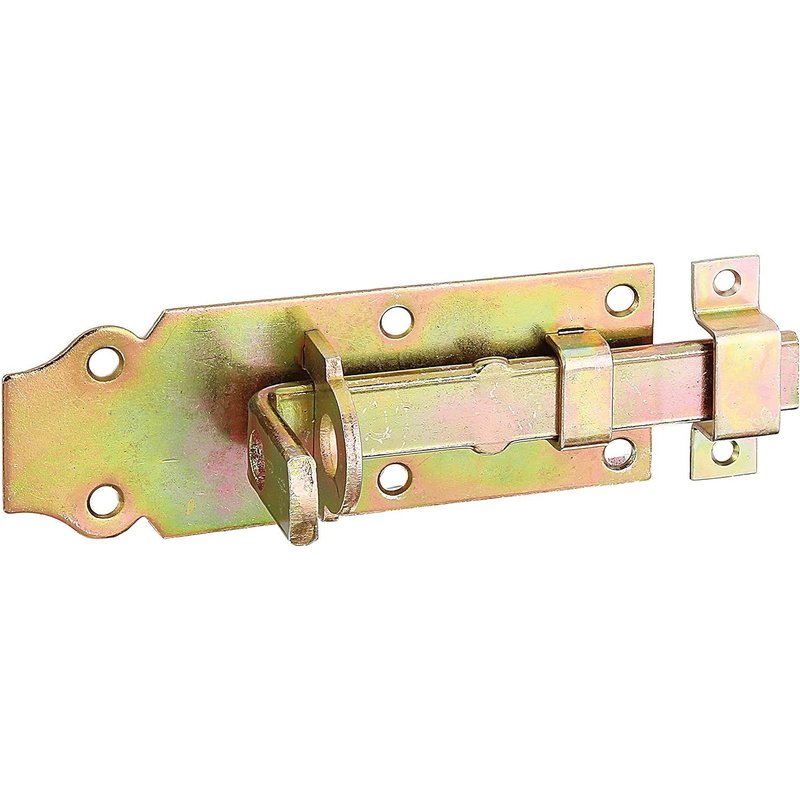 Verrou porte-cadenas droit, avec poignée plate et gâche attachée passivé platine 100 x 44 mm