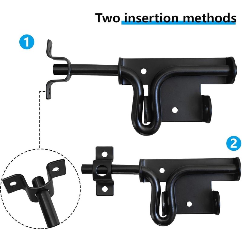 Verrou à Glissière Renforcé avec Trou pour Cadenas, Serrure de Porte pour Portes en Bois, Abri, Clôture, Grange, Portes de Jardin ¿ Verrou en Fer Noir 160mm