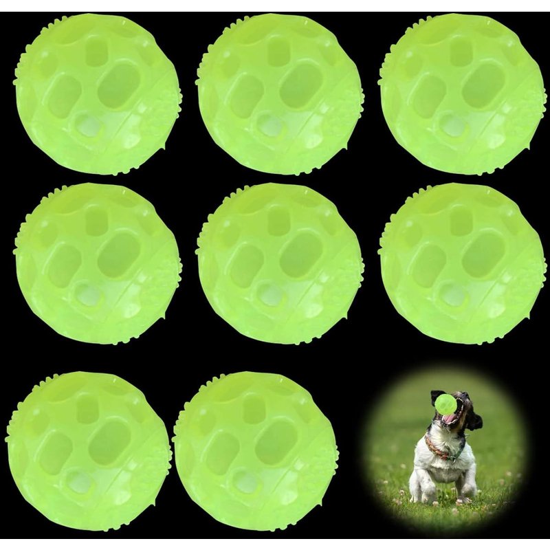 Glow In The Dark Dog Balls,Glow In The Dark Rubber Dog Ball,Interactive Dog Ball,Interactive Dog Balls For Small Medium Dogs,8 Pack