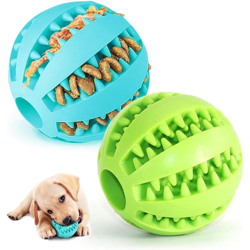 2 Pack Rubber Dog Ball Chew Toys For Large And Small Dogs,Fun Ball