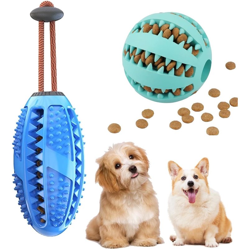Dog Chew Ball 2 Pack-Snack Ball And Snack Bag For Large,Medium And Small Dogs
