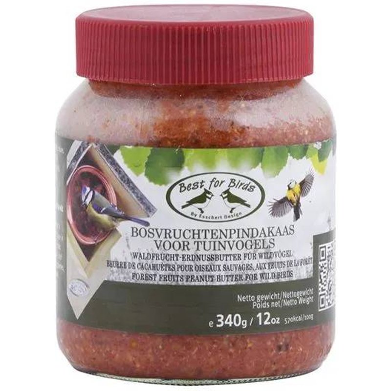 Vase De Beurre De Cacahuète - Fruits Des Bois - 340g - Pour Oiseaux Sauvages - Riche En Graisses