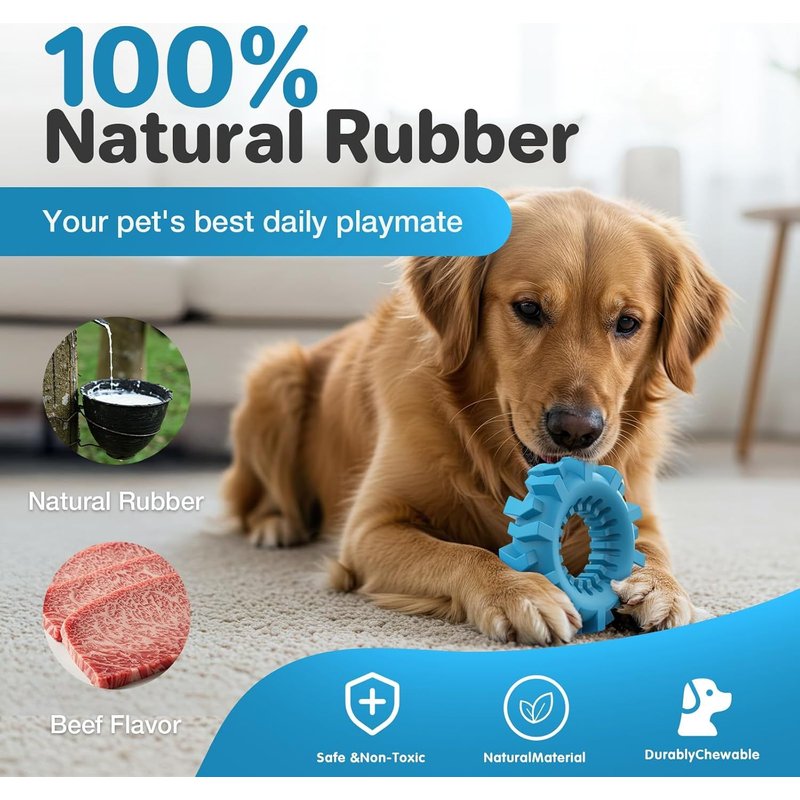 Jouet À Mâcher Pour Chien-Convient Pour Le Nettoyage Des Dents-Caoutchouc Naturel Durable-Petit,Moyen Et Grand Chien À Mâcher (Bleu)