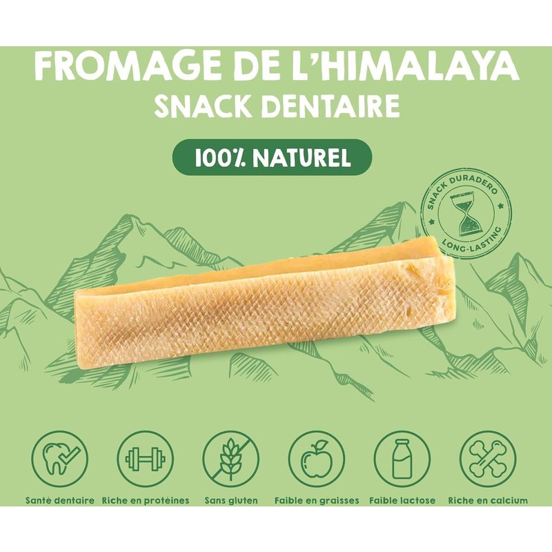 Pack Friandises Chien L-3 Os Fromage Yak-Mastication Longue + Soin Dentaire-Recette Himalaya Naturelle-Pour Chiens Pesant Entre 15 Et 20 Kg