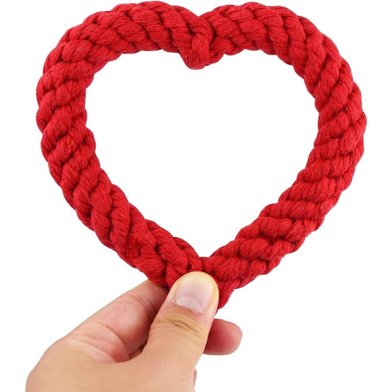Lot De 2 Jouets À Mâcher En Corde Tressée Pour Chien-Forme De Coeur En Coton-Fournitures Pour Chiens