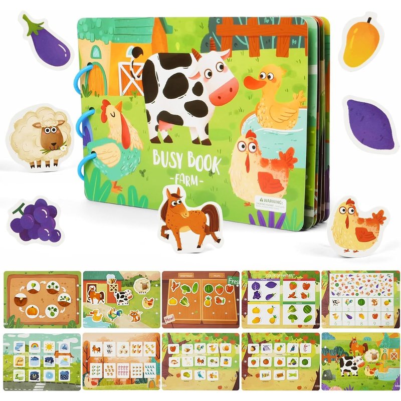 Busy Board for Kids,Montessori Farm Years Games 2 3 4 5 Years Old Sensory Educational Toy for Kids Learning Life Skills Educational Toys