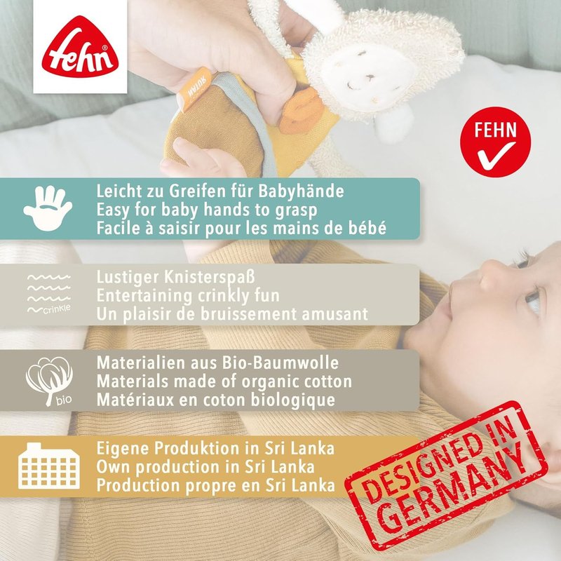 Natur Crackling Donkey Toy For Babies With Cotton To Catch And Play-Baby Toy To Rash-Ideal As A Motor Skills Toy For Babies And Toddlers From 0+ Months