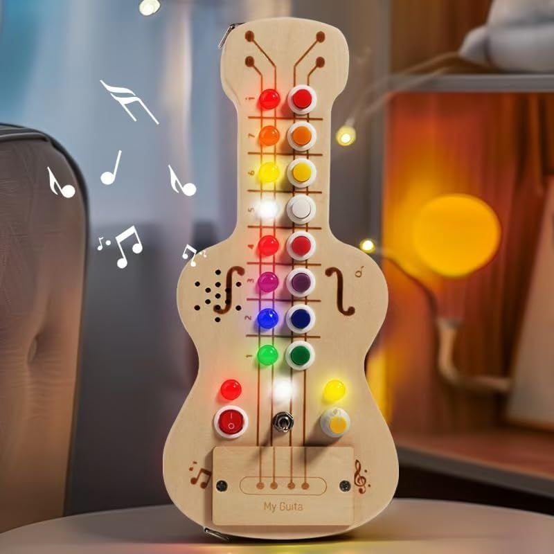 Busy Montessori Board 1 2 3 Years Child,Montessori Games Wooden Toy,Activity and Development Toys,Sensory Educational Toy Music/Switch/Luminous LED,Baby Birthday Gift
