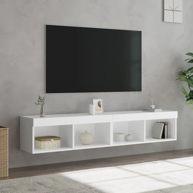 Vidaxl Meubles Tv Avec Lumières Led 2 Pcs Blanc 80x30x30 Cm