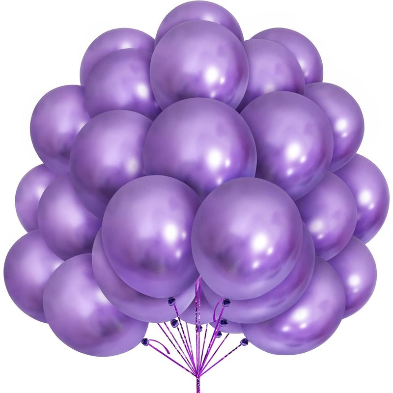 Ballons Violet, Paquet De 30 Ballons Violet MĂ©talliques En Latex 12 Pouces 30,5 Cm Ballon Brillants Avec Ruban Pour Femmes Garçons FĂȘte D'anniversaire De Filles Mariage BaptĂȘme DiplĂŽmes DĂ©corations