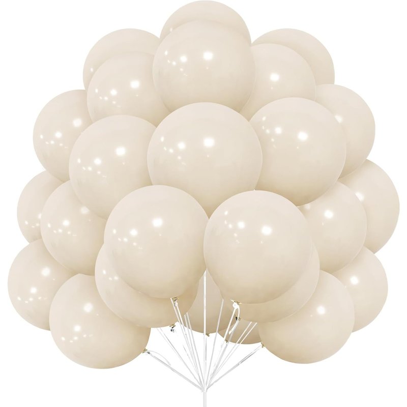 Ballons Blancs Creme, Paquet De 30 Ballons Blanc Sable En Latex 12 Pouces 30,5 Cm Ballon Avec Blanc Ruban Pour Femmes Filles FĂȘte D'anniversaire BaptĂȘme Mariage Douche BĂ©bĂ© Baby Shower DĂ©corations