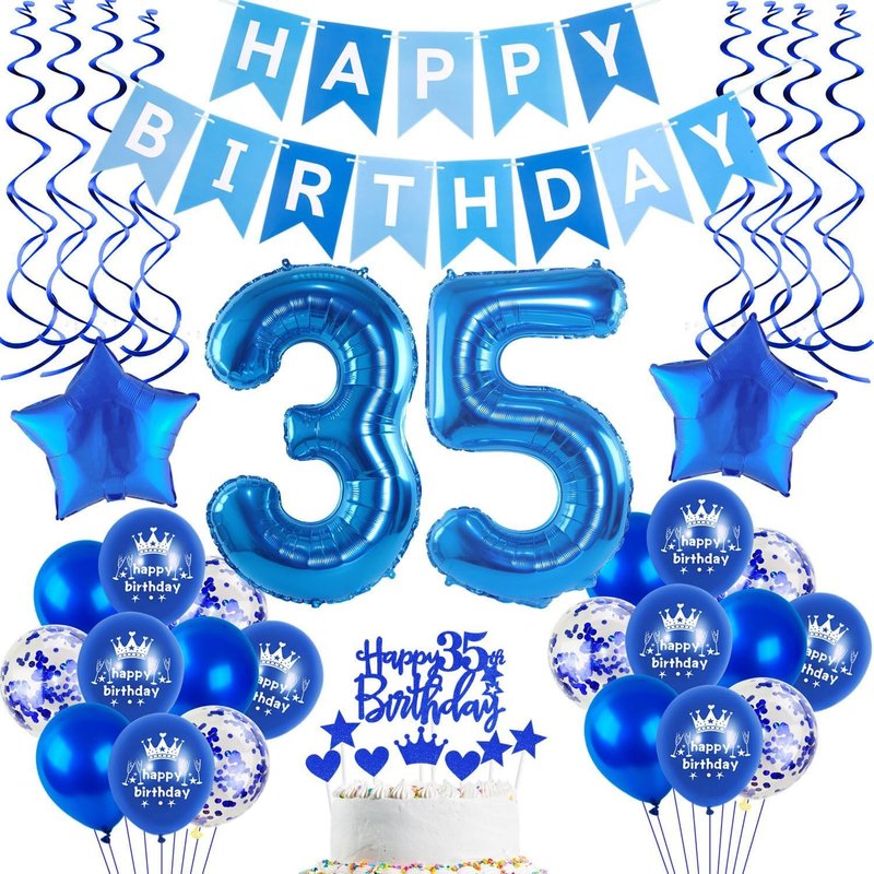 Décoration D'anniversaire Pour Homme - Bleu - 35 Ans - Décoration D'anniversaire - 35 Ans - Décoration Pour Homme - 35 Ans - Décoration D'anniversaire