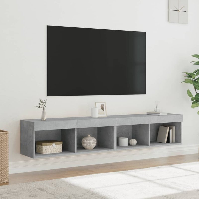 Vidaxl Meubles Tv Avec Lumières Led 2 Pcs Gris Béton 80x30x30 Cm
