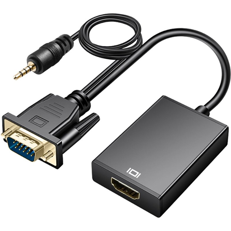 Adaptateur VGA Mâle vers HDMI Femelle Haute Définition avec Prise Jack 3.5mm