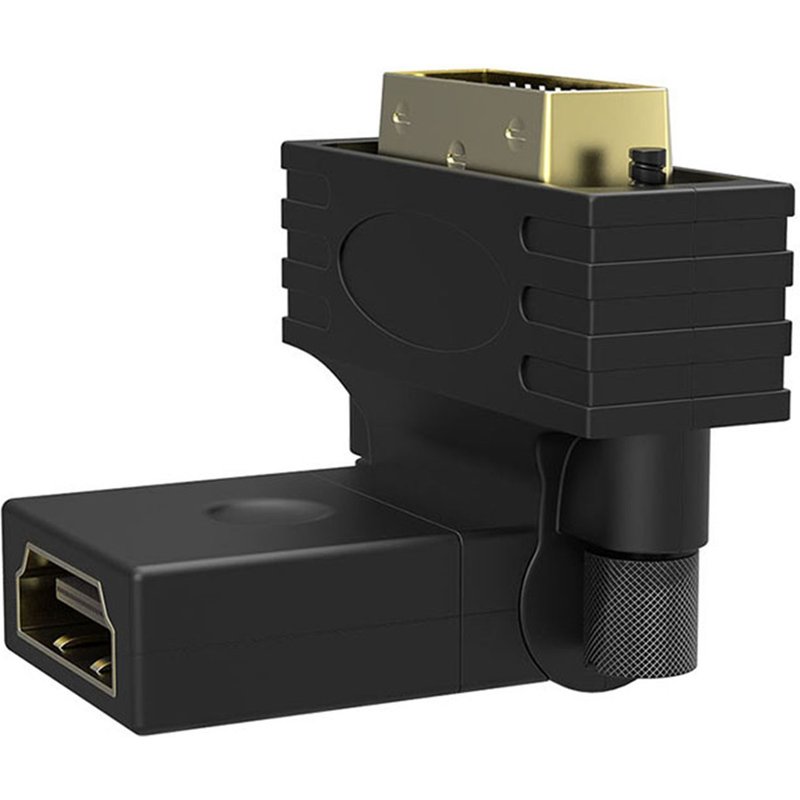 Adaptateur HDMI Femelle vers DVI Mâle Design Coudé et Rotatif 360° Plaqué Or