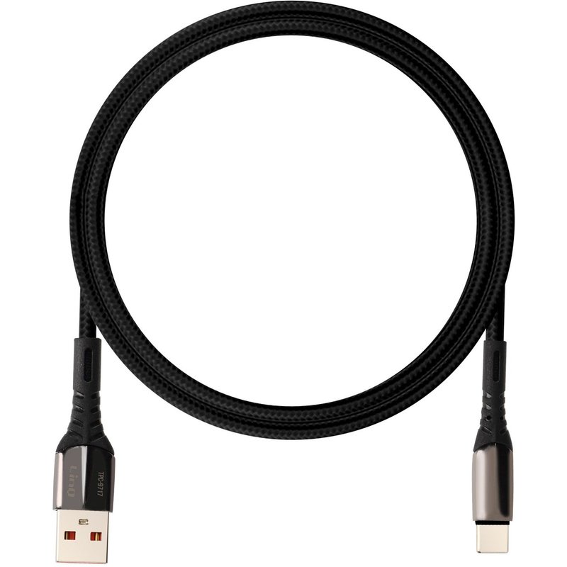 Câble USB vers USB C Fast Charge 5A Synchronisation Nylon tressé 1m LinQ Noir