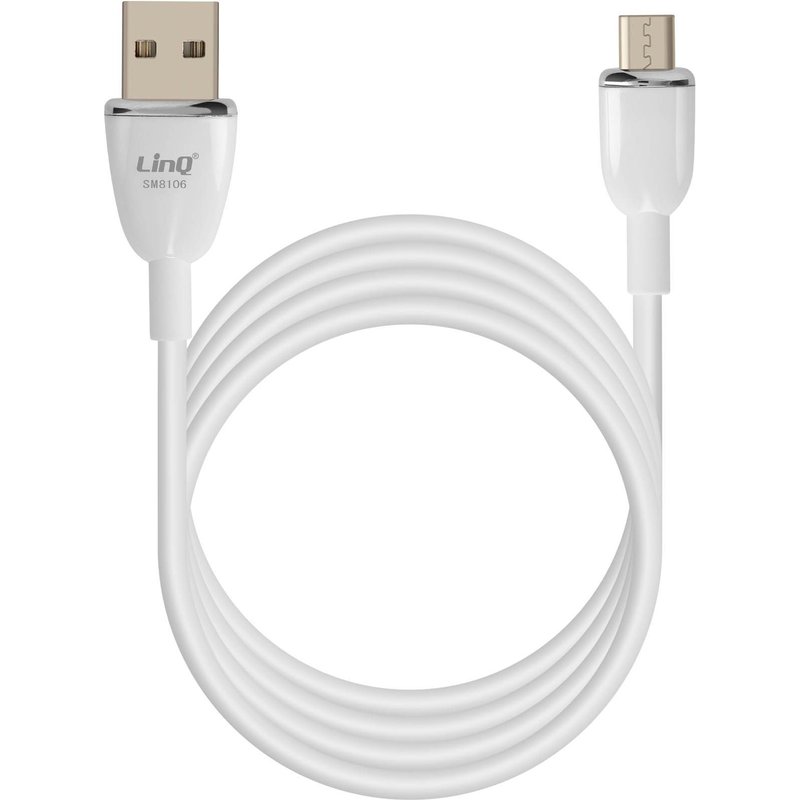 Câble USB vers Micro-USB Fast Charge 3A Synchronisation Longueur 1.2m LinQ Blanc