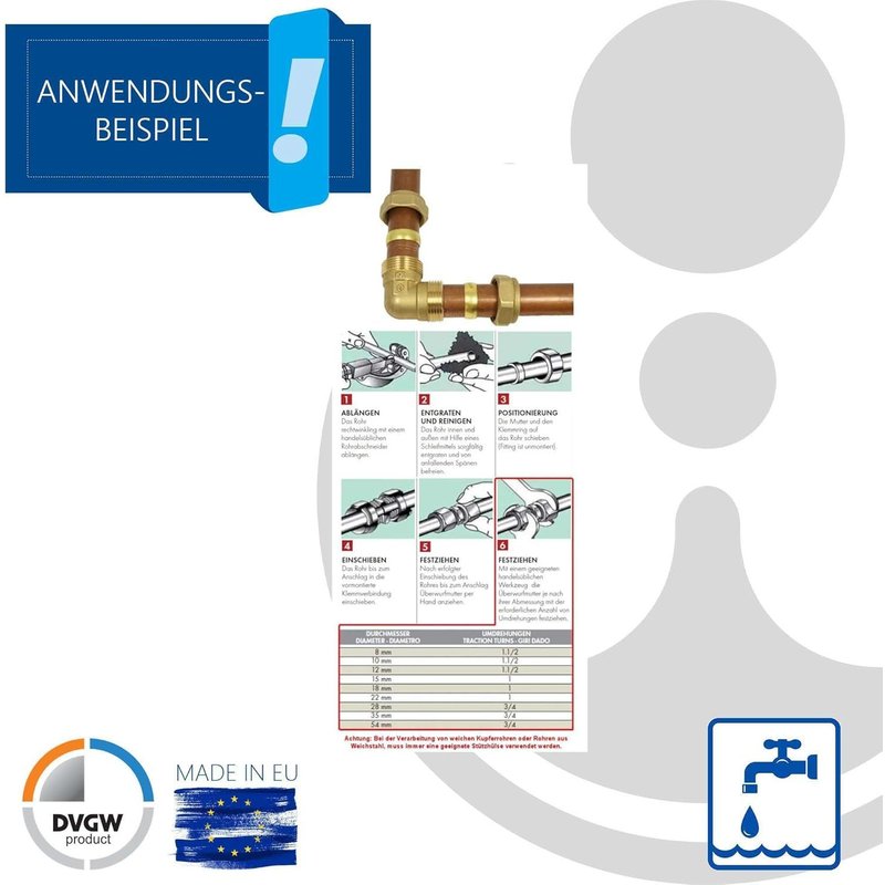 Bague de serrage en MS connecteur,angle 90 ° Raccord 15 x 15 mm