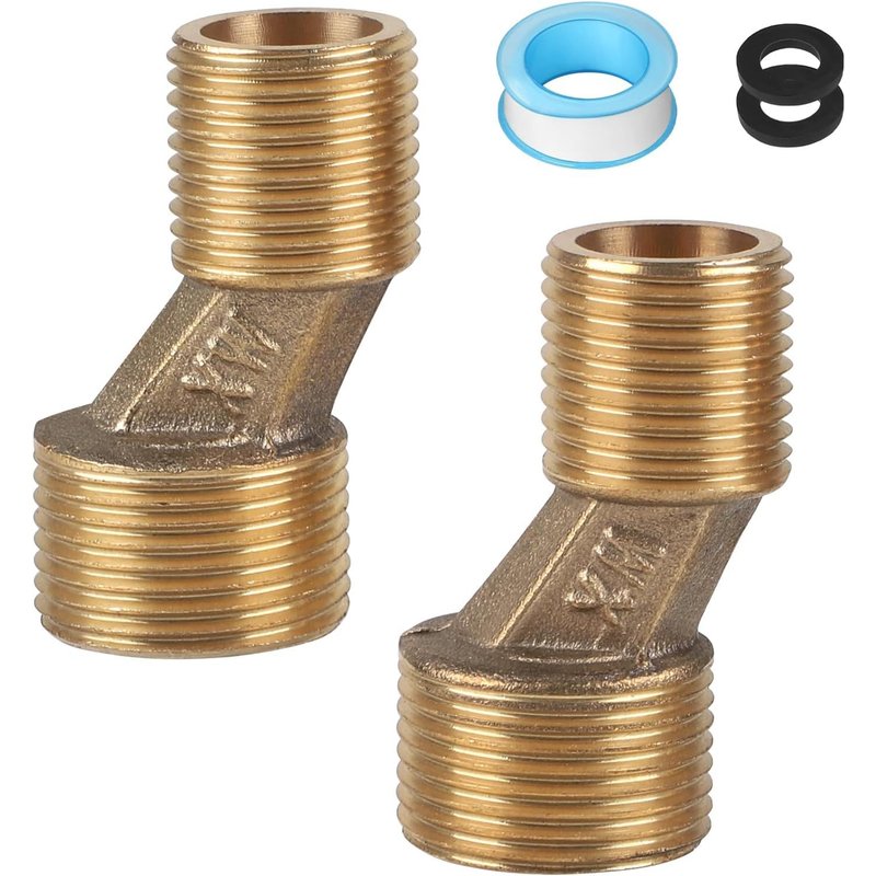 Lot de 2 S-Raccord G1/2 à G3/4,Raccord Excentré Mitigeur Bain Douche Réglable 125-165mm,Raccord de Tuyau en Laiton Excentré,Accessoires de Connexion de Tube D'eau,Bras Pivotant d'Adaptateur