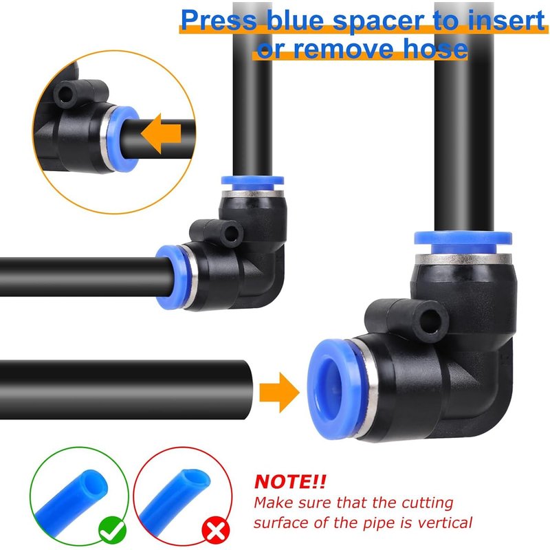 46 Pièces Raccord Rapide Pneumatique 6mm Connecteur de Tuyau d'Air,avec 10 Raccords Droits,10 à Angle,10 en Y,10 en T et 6 Réducteurs Chacun (2 pièces de Chaque: 4-6,4-8 et 6-8)
