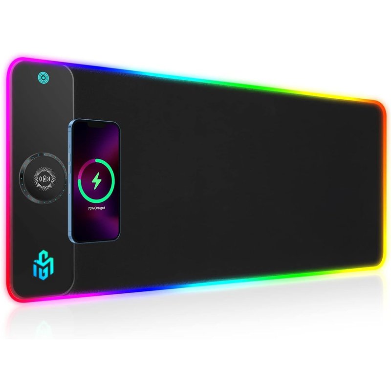 Rgb Gaming Magnetisches Mauspad 800X300X4Cm Mit 15W Schnellladung Qi Kabelloses Laden FĂĽr I-Phone 14/14 Pro Handy,Wasserdicht Xxl Led Mausmatte Mousepad Wireless Charging