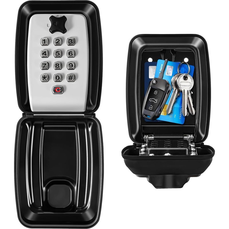 Securisee Outdoor Key Box,Large Waterproof Wall Key Box with 12 Digit Code,Heavy Duty Key Box for Home,Factory,Garage,Airbnb,Grey,X-Large,BH014